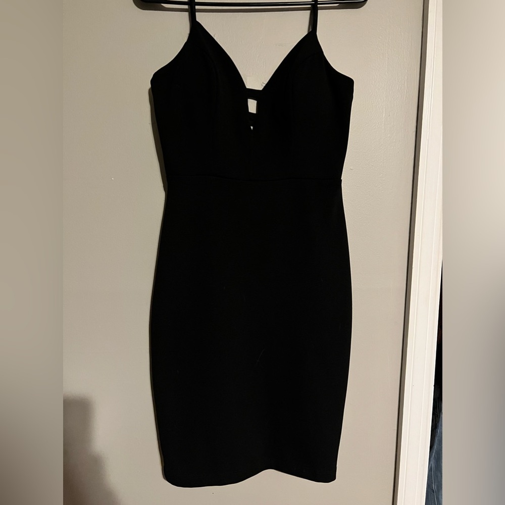 B Darlin midi spaghetti strap black dress. Size 5/6.
